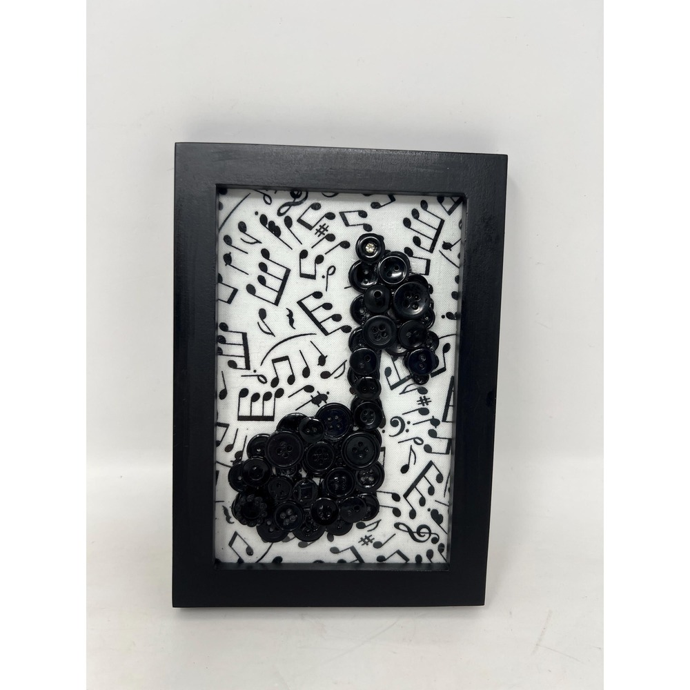 Button Art Decor Musical‎ Note Frame Black Buttons 4-3/4" x 6-3/4"